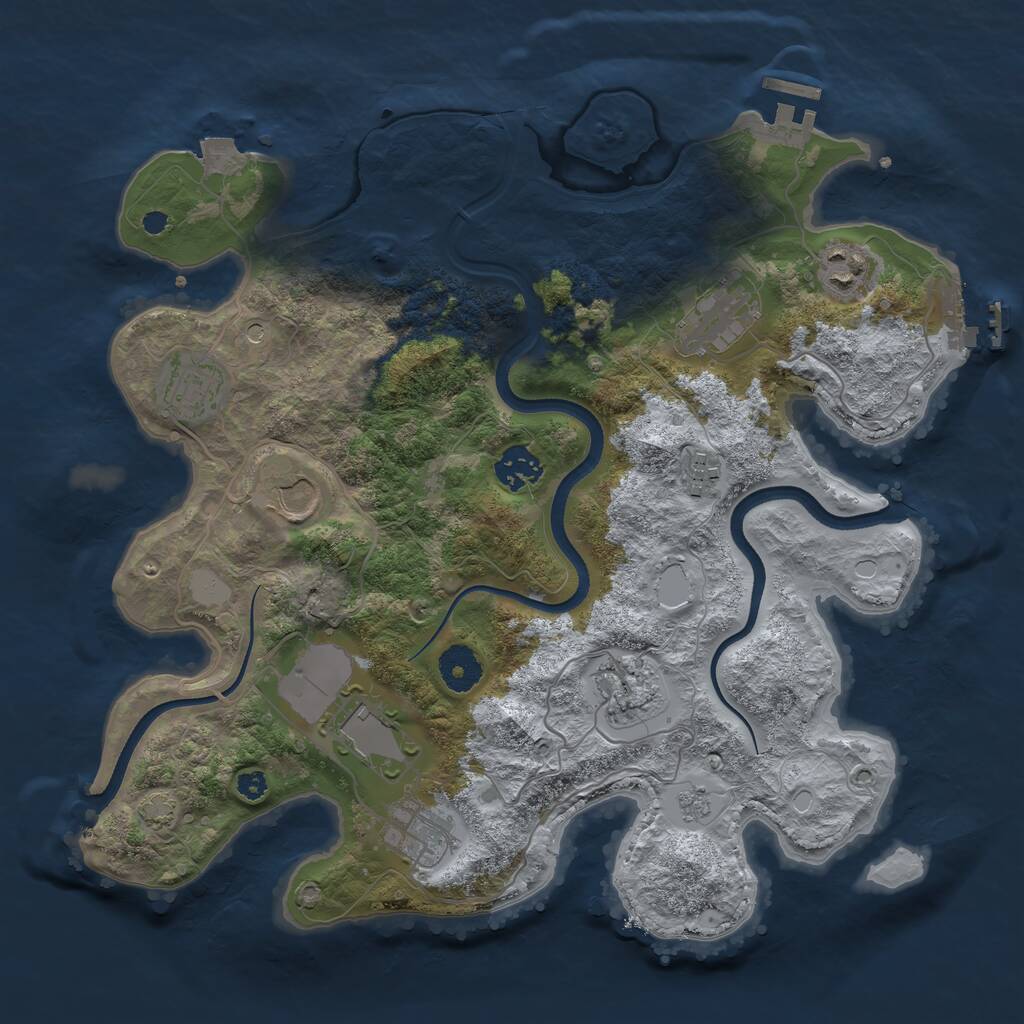 Rust Map: Procedural Map, Size: 3500, Seed: 1659621391, 15 Monuments