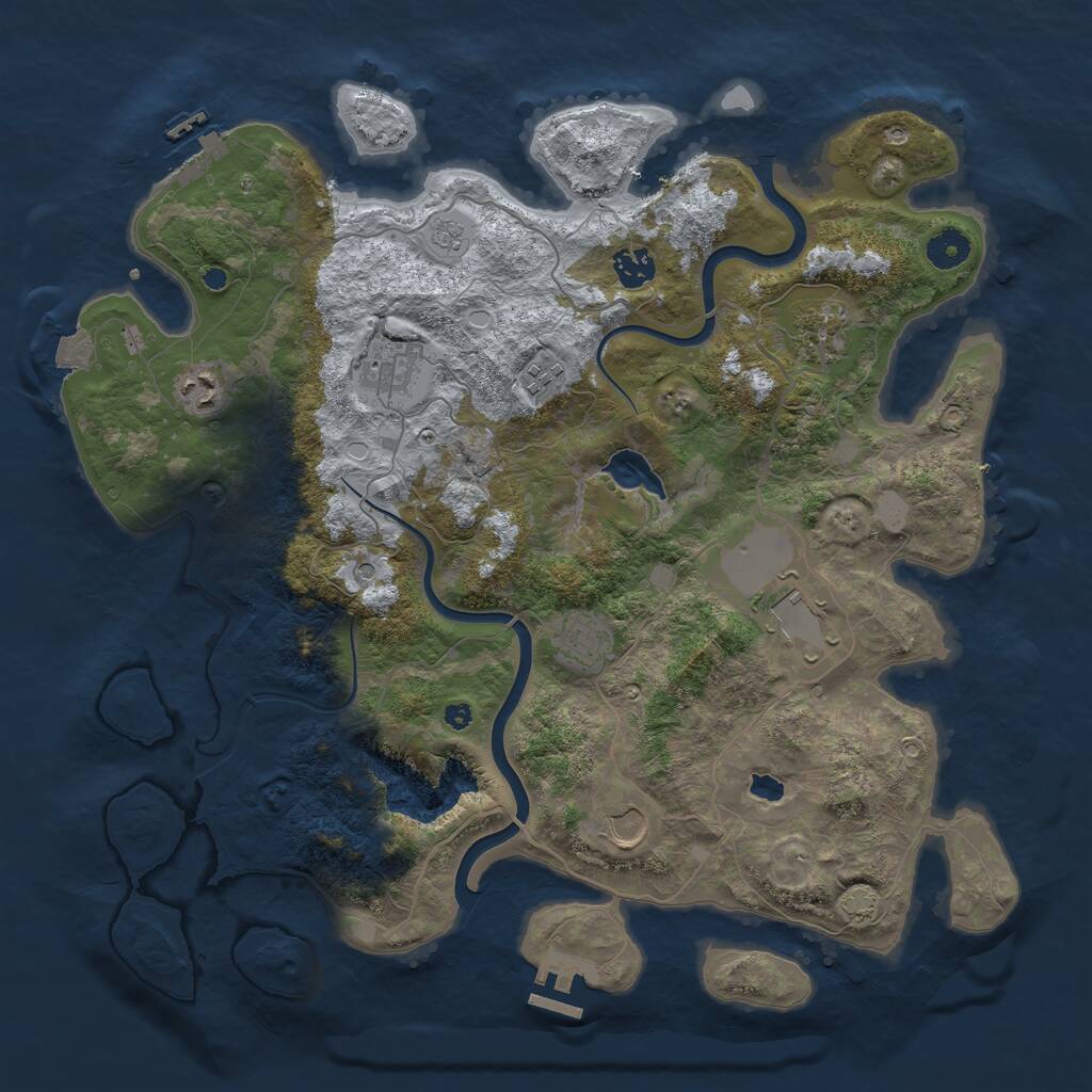 Rust Map: Procedural Map, Size: 4000, Seed: 724569978, 14 Monuments