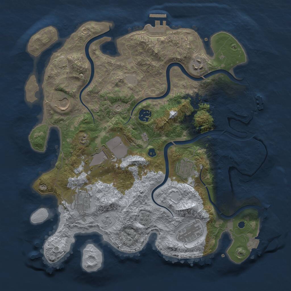Rust Map: Procedural Map, Size: 3500, Seed: 33111318, 14 Monuments