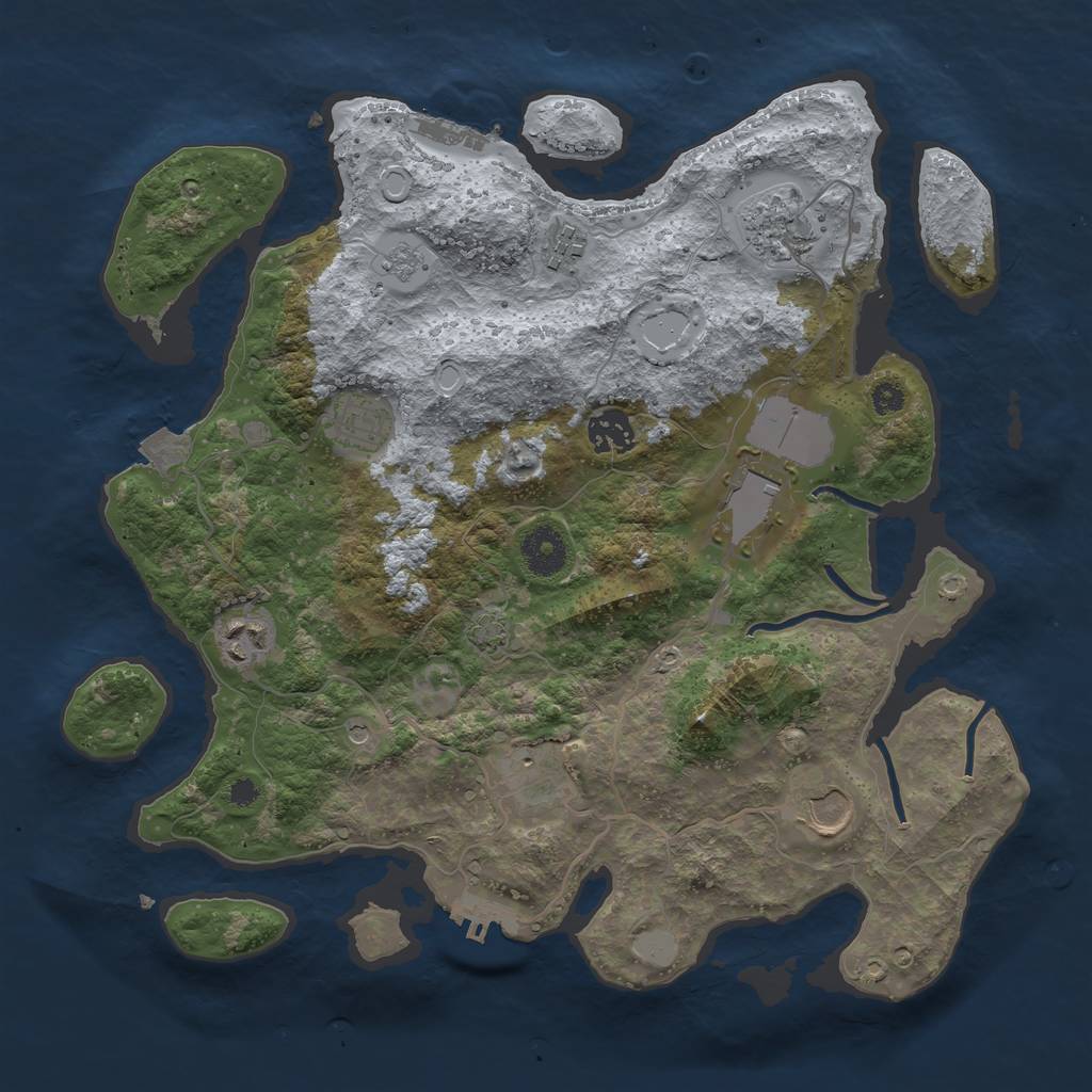 Rust Map: Procedural Map, Size: 3500, Seed: 42887438, 16 Monuments