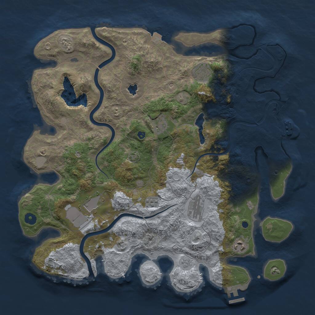Rust Map: Procedural Map, Size: 4000, Seed: 355642, 12 Monuments
