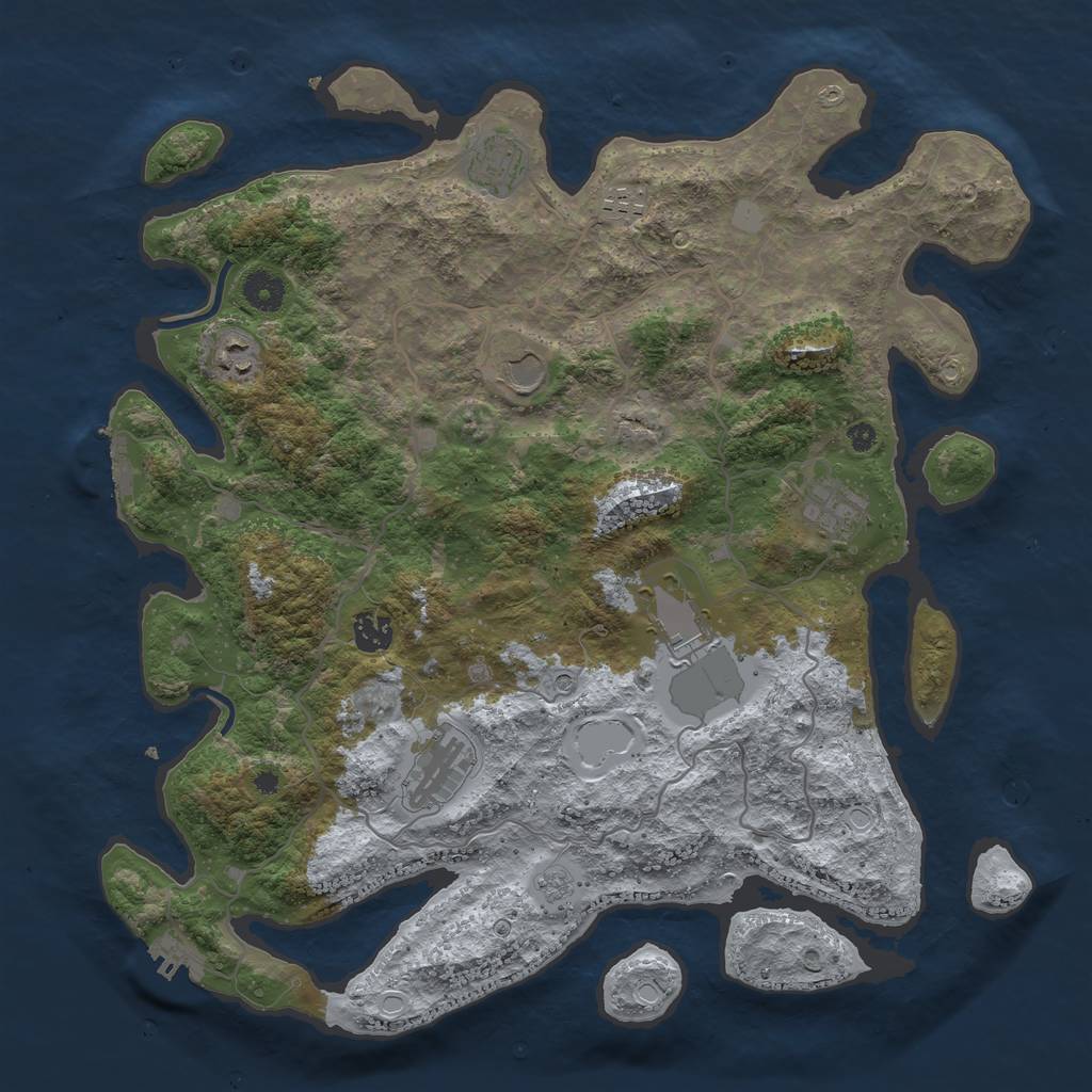 Rust Map: Procedural Map, Size: 4000, Seed: 1595360313, 17 Monuments