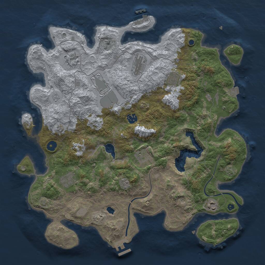 Rust Map: Procedural Map, Size: 4000, Seed: 213318, 15 Monuments