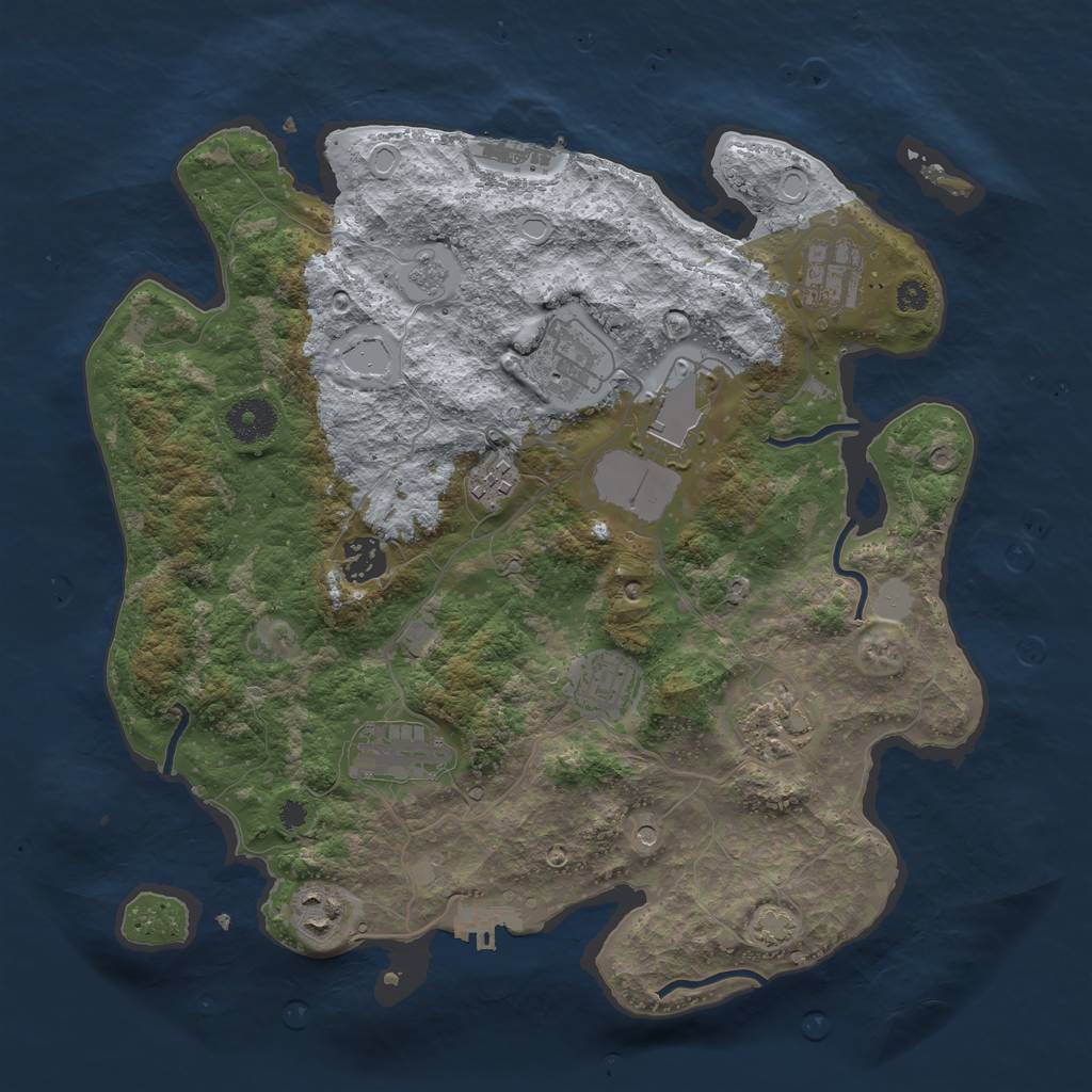 Rust Map: Procedural Map, Size: 3500, Seed: 77045599, 17 Monuments
