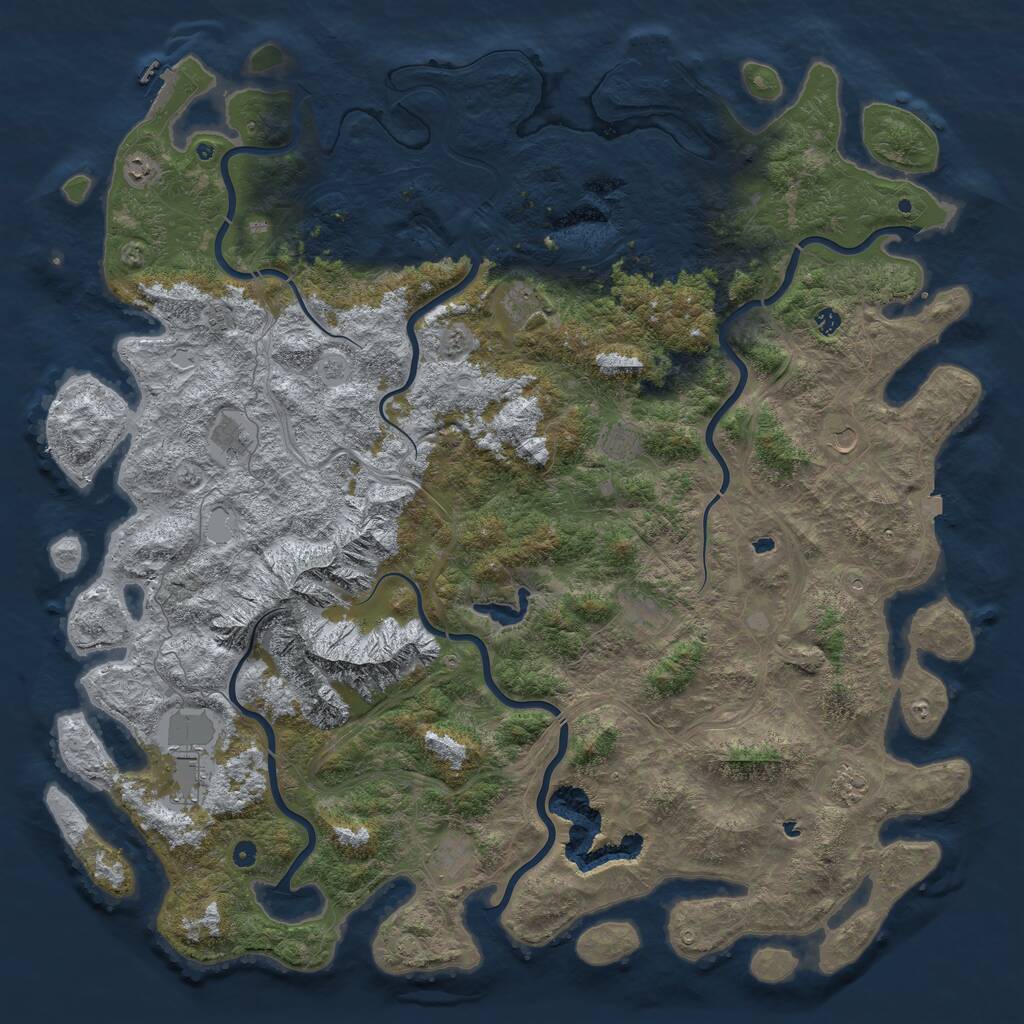 Rust Map: Procedural Map, Size: 6000, Seed: 989210351, 17 Monuments