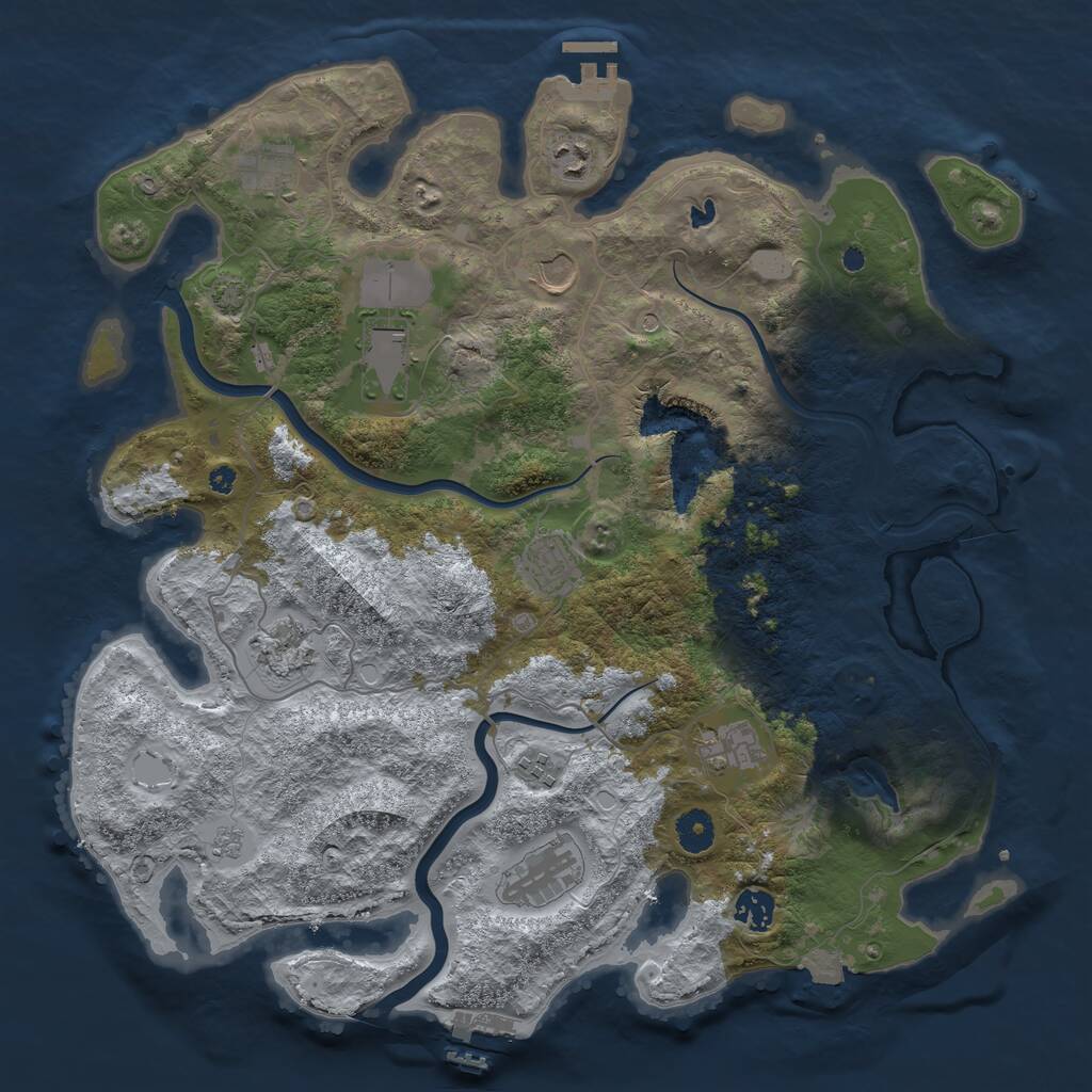 Rust Map: Procedural Map, Size: 4000, Seed: 31514, 16 Monuments