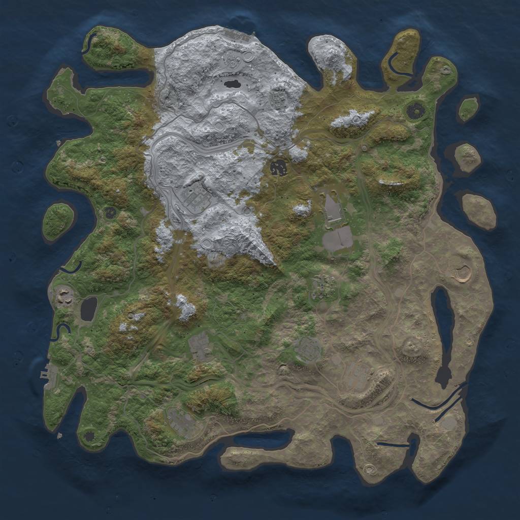 Rust Map: Procedural Map, Size: 4500, Seed: 1379645922, 20 Monuments