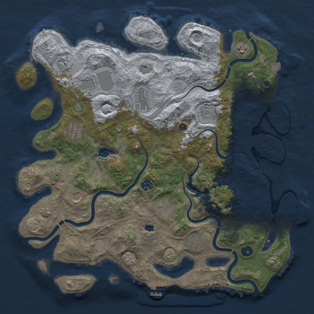 Rust Map: Procedural Map, Size: 4250, Seed: 2091441159, 17 Monuments