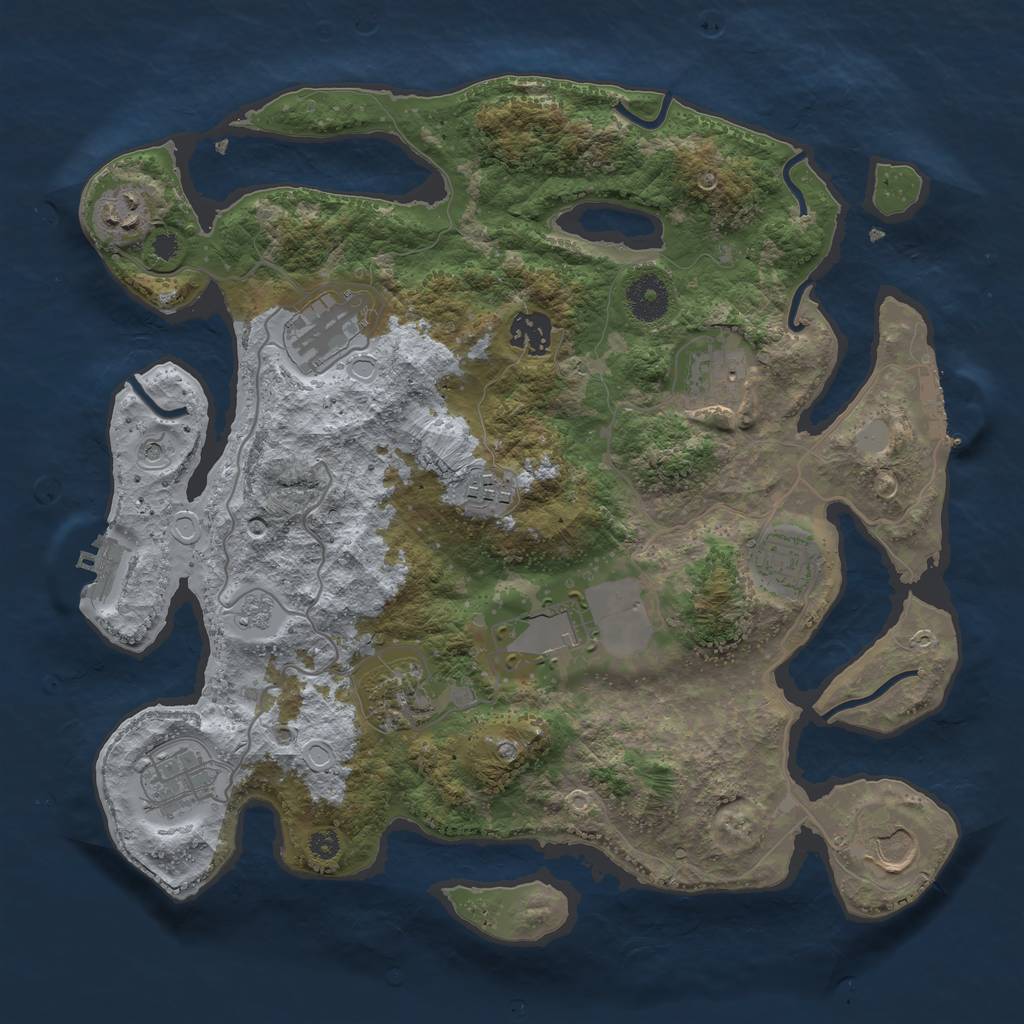 Rust Map: Procedural Map, Size: 3500, Seed: 935178431, 19 Monuments