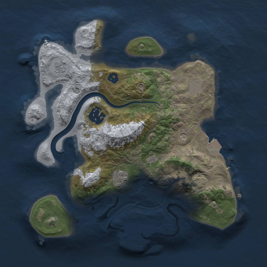 Rust Map: Procedural Map, Size: 2500, Seed: 284299608, 7 Monuments