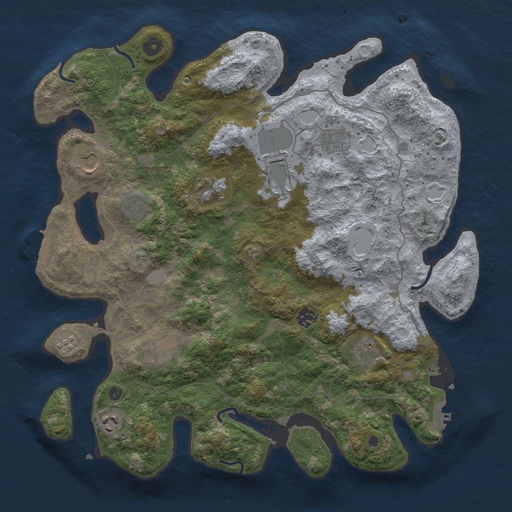 Rust Map: Procedural Map, Size: 4000, Seed: 384418026, 19 Monuments