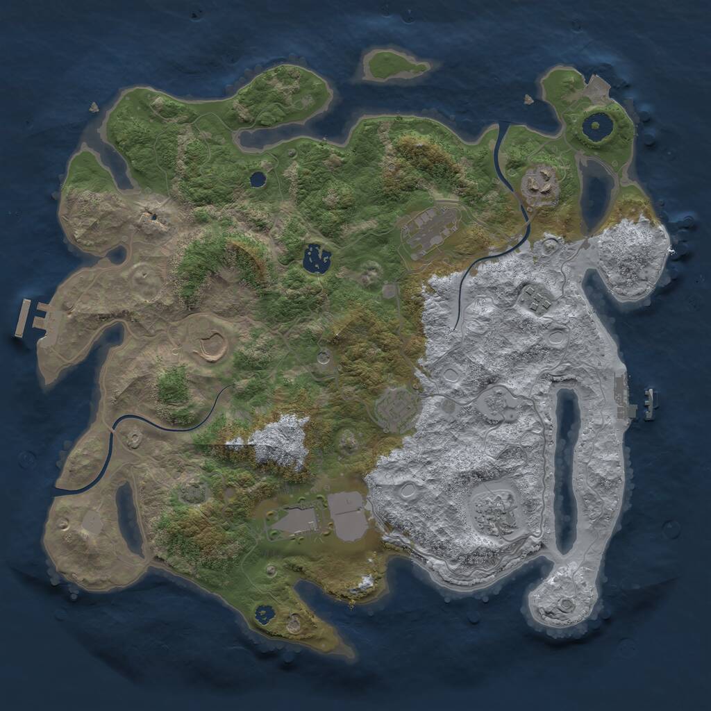 Rust Map: Procedural Map, Size: 3700, Seed: 905777045, 14 Monuments