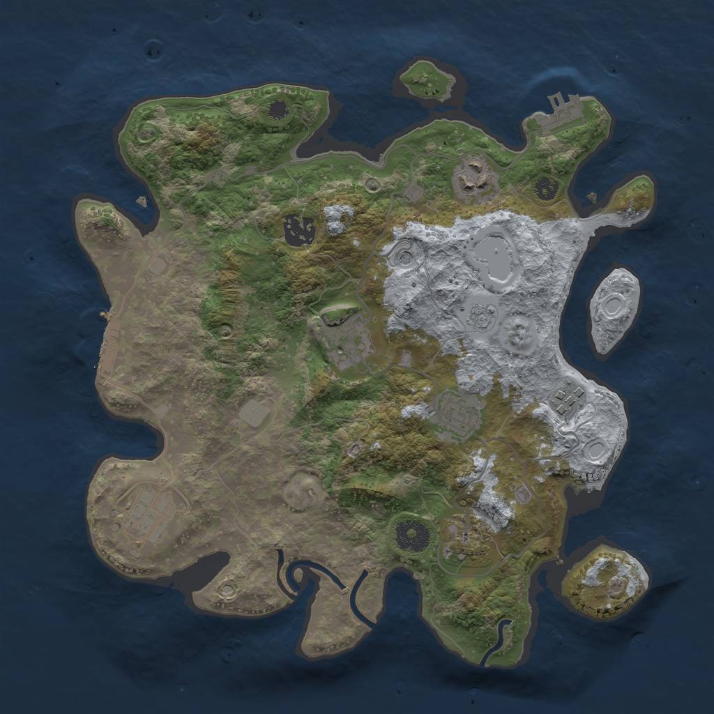 Rust Map: Procedural Map, Size: 3200, Seed: 420, 16 Monuments