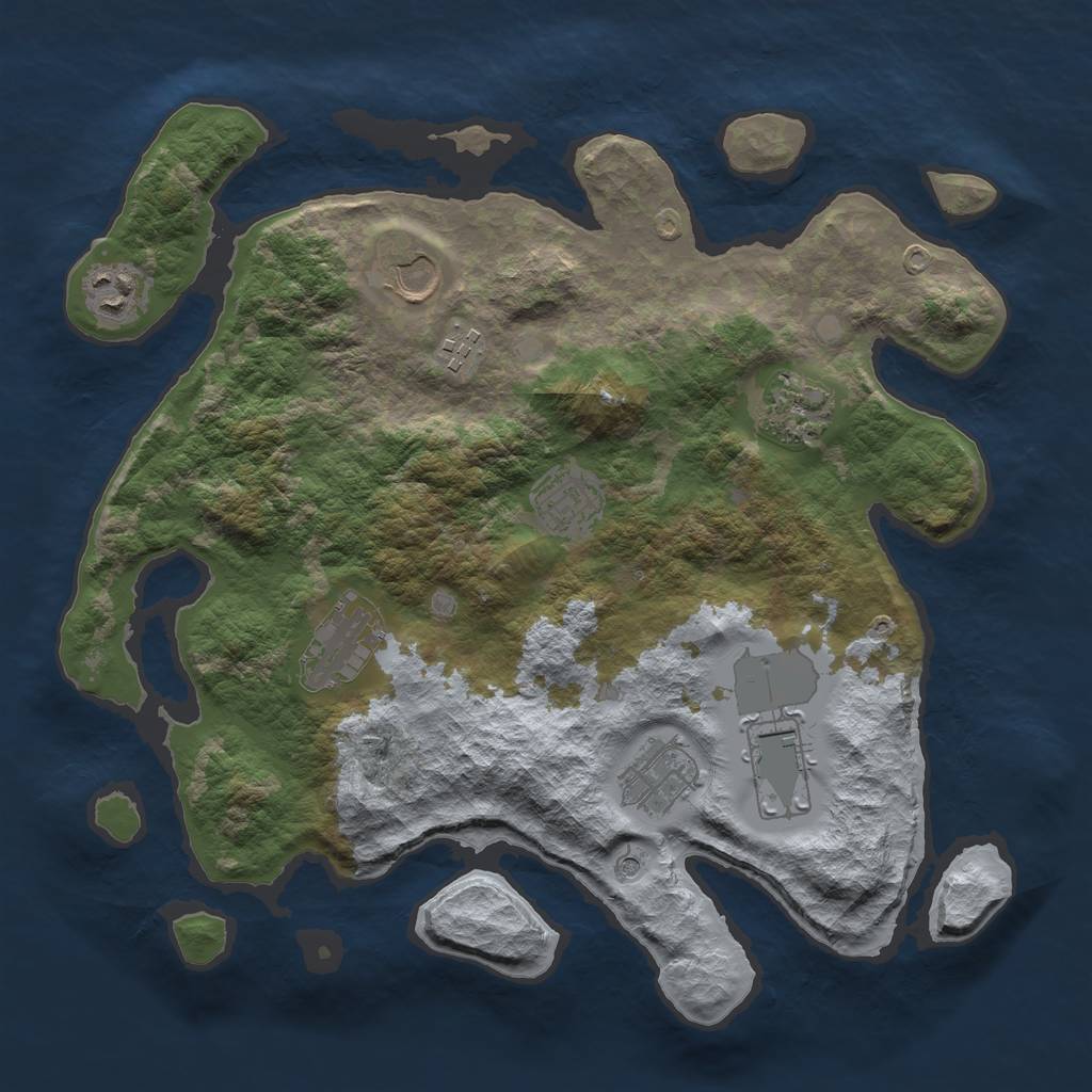 Rust Map: Barren, Size: 3500, Seed: 1587942175, 11 Monuments