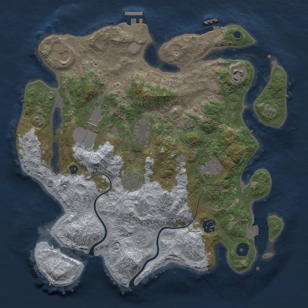 Rust Map: Procedural Map, Size: 3500, Seed: 22783012, 14 Monuments