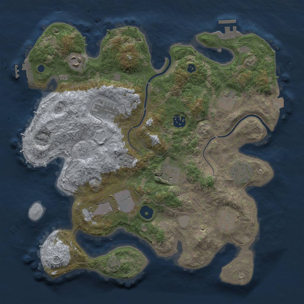 Rust Map: Procedural Map, Size: 3500, Seed: 86843554, 15 Monuments