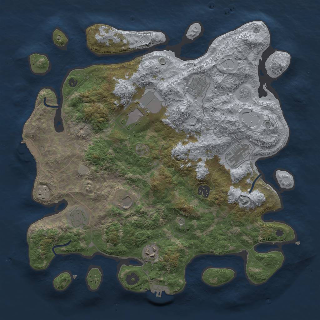 Rust Map: Procedural Map, Size: 3800, Seed: 1412096886, 17 Monuments