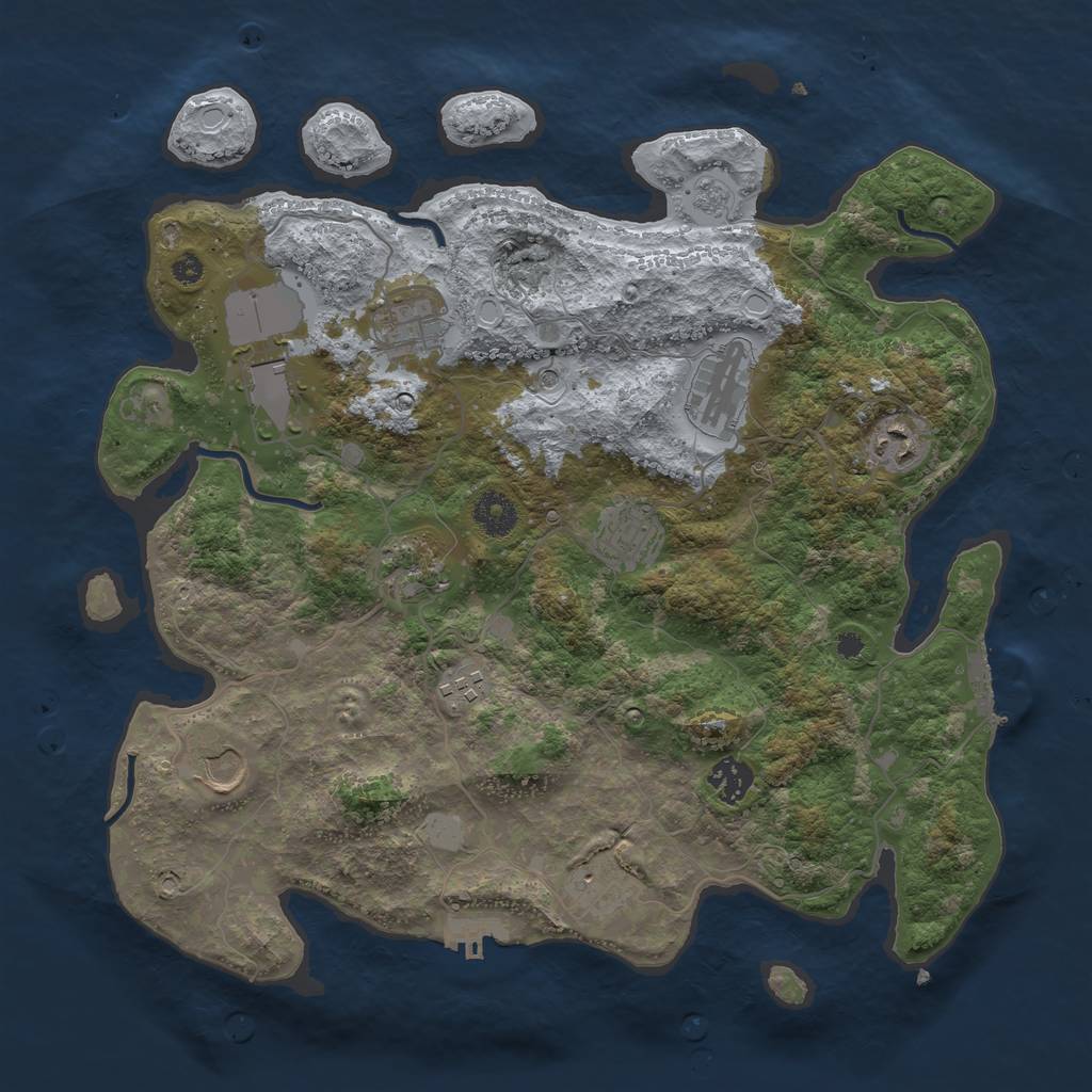 Rust Map: Procedural Map, Size: 3700, Seed: 375024061, 19 Monuments