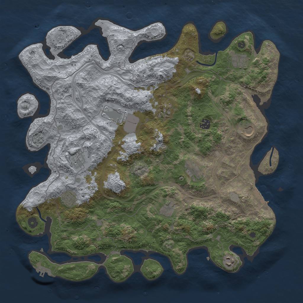 Rust Map: Procedural Map, Size: 4250, Seed: 279921882, 20 Monuments