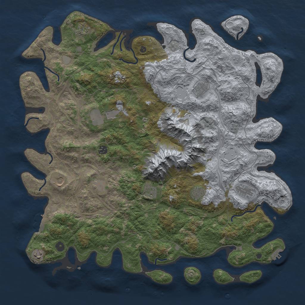 Rust Map: Procedural Map, Size: 5000, Seed: 1302936622, 20 Monuments