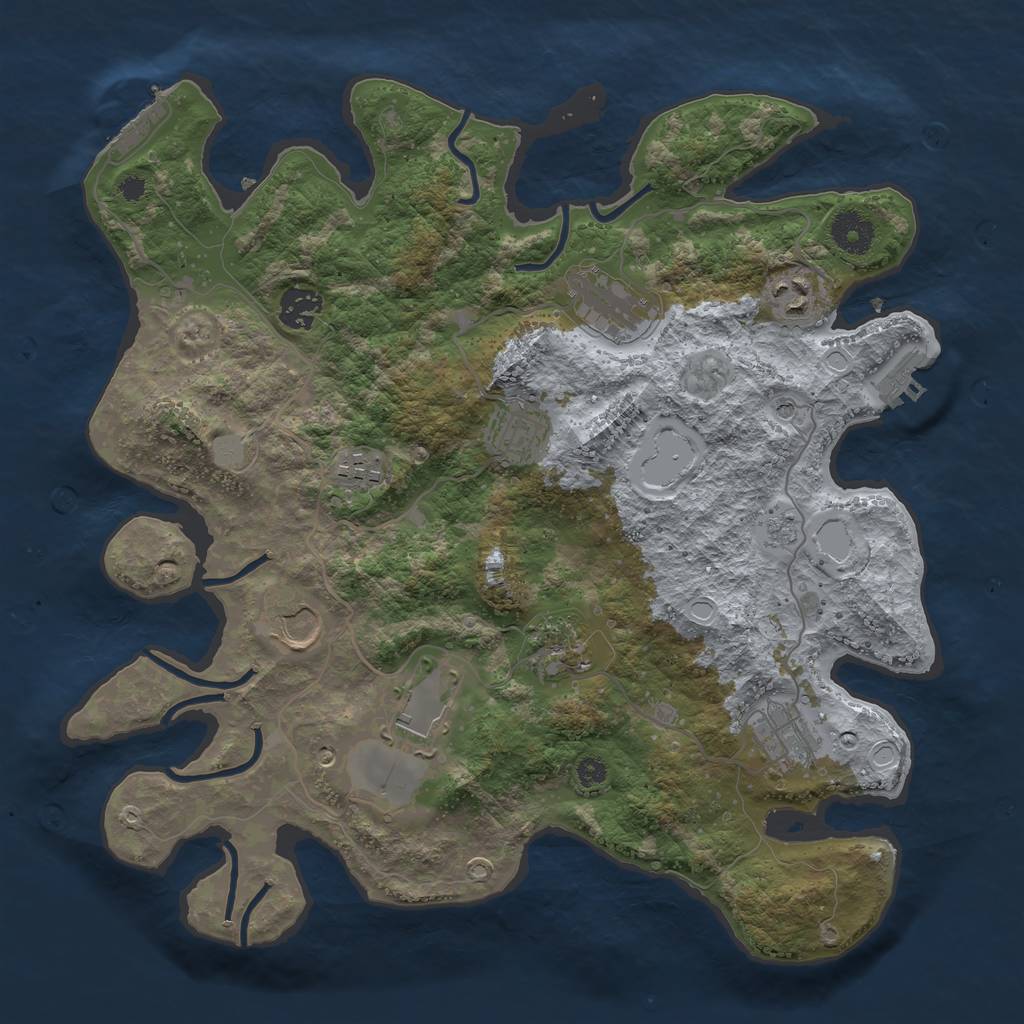 Rust Map: Procedural Map, Size: 3600, Seed: 41662140, 18 Monuments