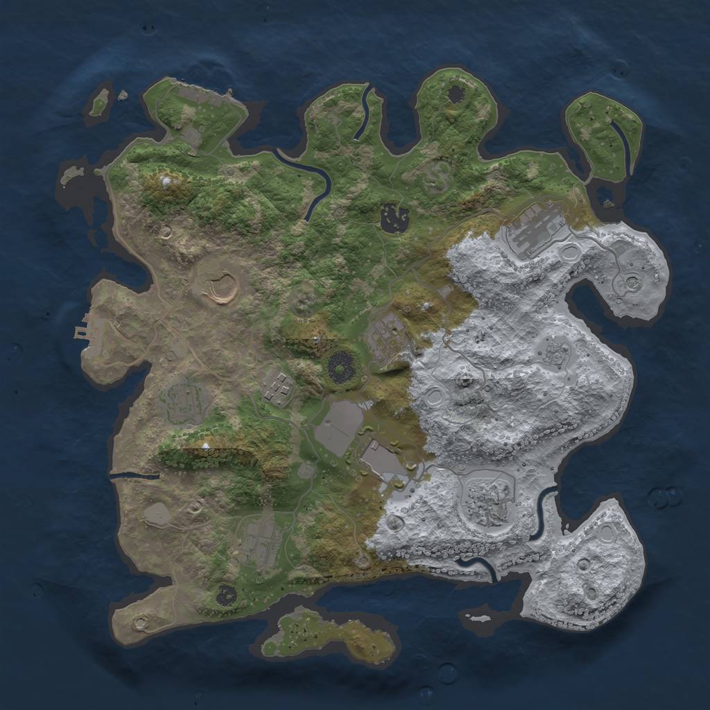 Rust Map: Procedural Map, Size: 3500, Seed: 1403449436, 18 Monuments