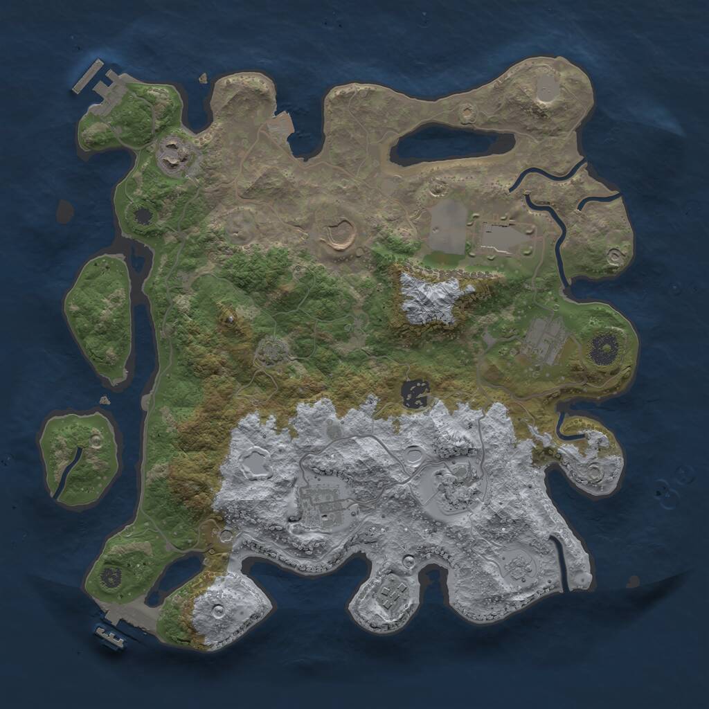 Rust Map: Procedural Map, Size: 3500, Seed: 828316187, 14 Monuments