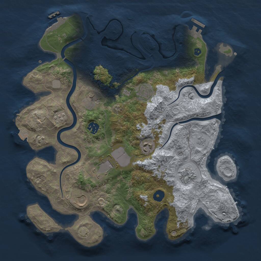 Rust Map: Procedural Map, Size: 3500, Seed: 48585800, 14 Monuments