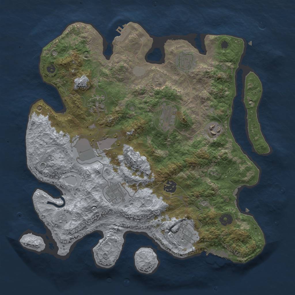 Rust Map: Procedural Map, Size: 3500, Seed: 5150, 17 Monuments