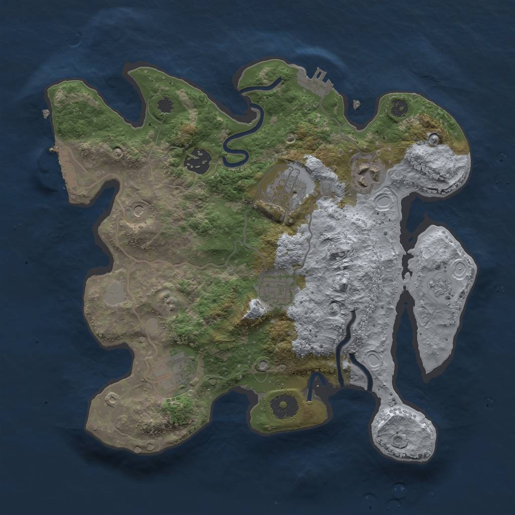 Rust Map: Procedural Map, Size: 3000, Seed: 1816881091, 14 Monuments