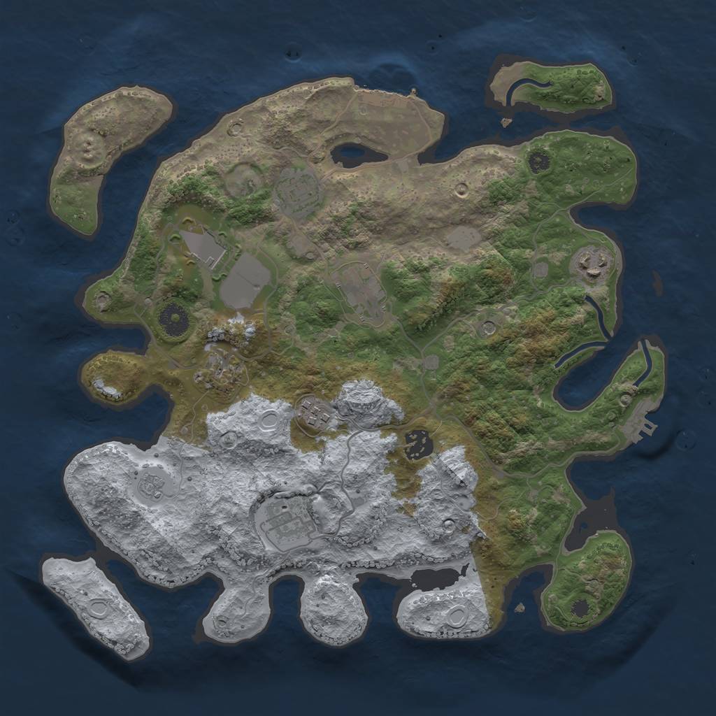 Rust Map: Procedural Map, Size: 3500, Seed: 1192582936, 17 Monuments