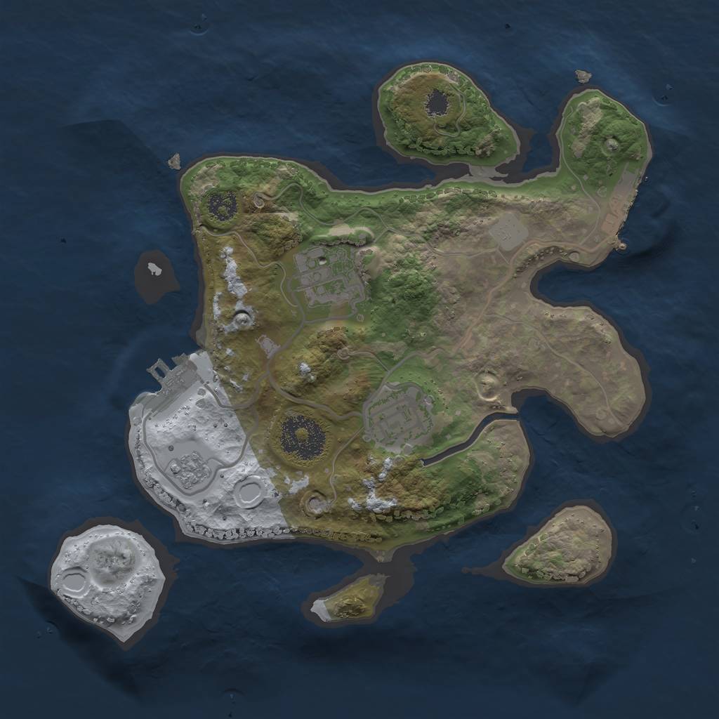 Rust Map: Procedural Map, Size: 2400, Seed: 7343844, 8 Monuments