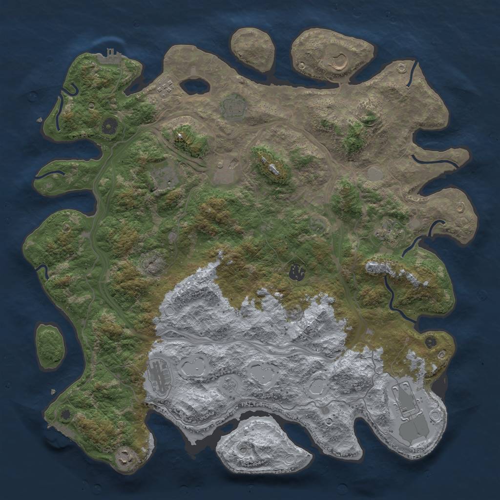 Rust Map: Procedural Map, Size: 4550, Seed: 1333399999, 19 Monuments