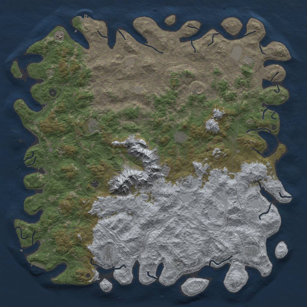 Rust Map: Procedural Map, Size: 6000, Seed: 1966690128, 20 Monuments