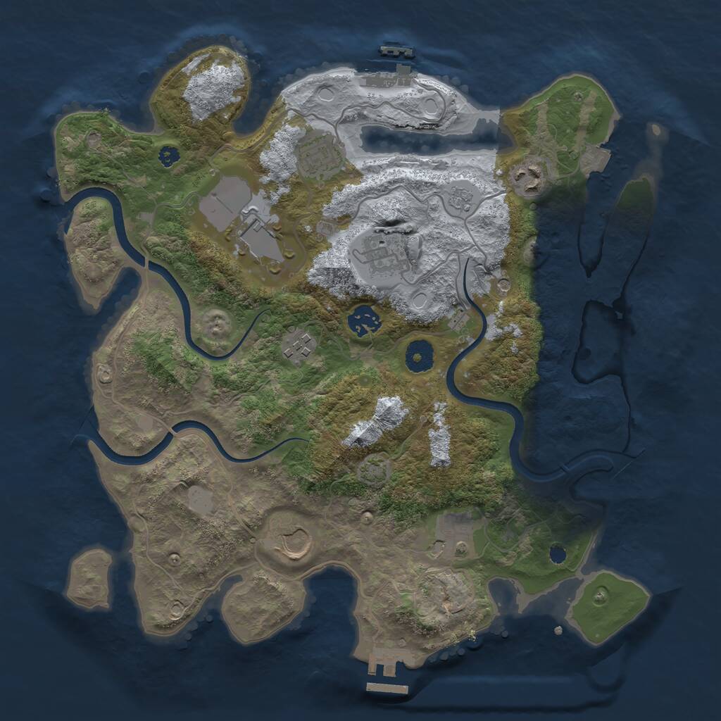 Rust Map: Procedural Map, Size: 3500, Seed: 2105058066, 14 Monuments