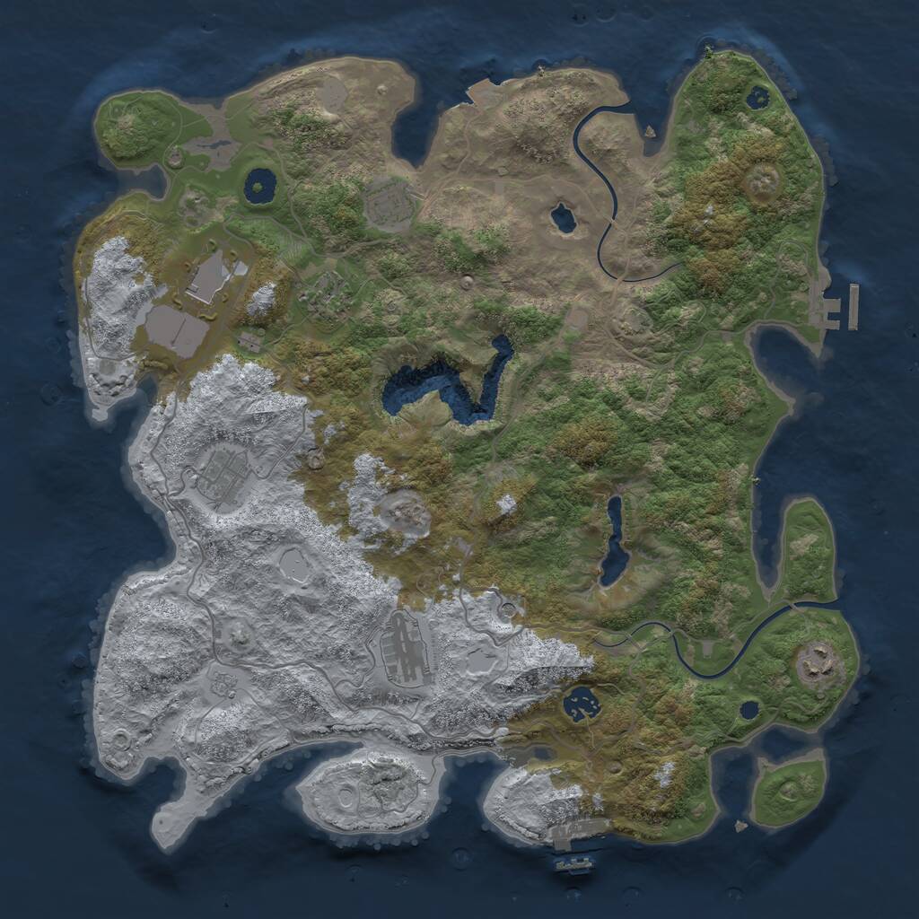 Rust Map: Procedural Map, Size: 4000, Seed: 2118068693, 13 Monuments