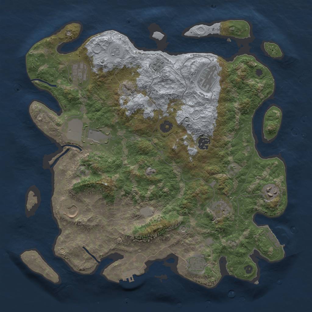 Rust Map: Procedural Map, Size: 3800, Seed: 635742447, 18 Monuments