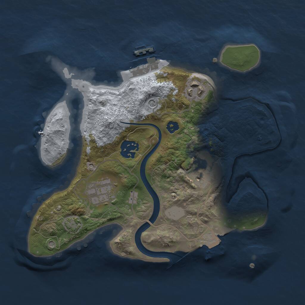 Rust Map: Procedural Map, Size: 2500, Seed: 318038251, 8 Monuments