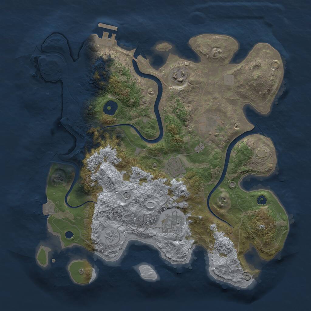 Rust Map: Procedural Map, Size: 3250, Seed: 180824864, 9 Monuments
