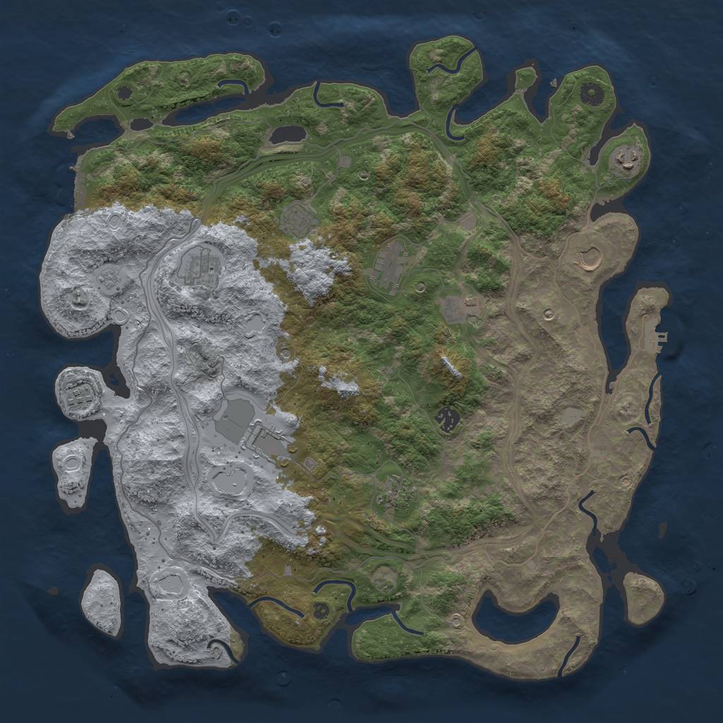 Rust Map: Procedural Map, Size: 4500, Seed: 1679057578, 19 Monuments