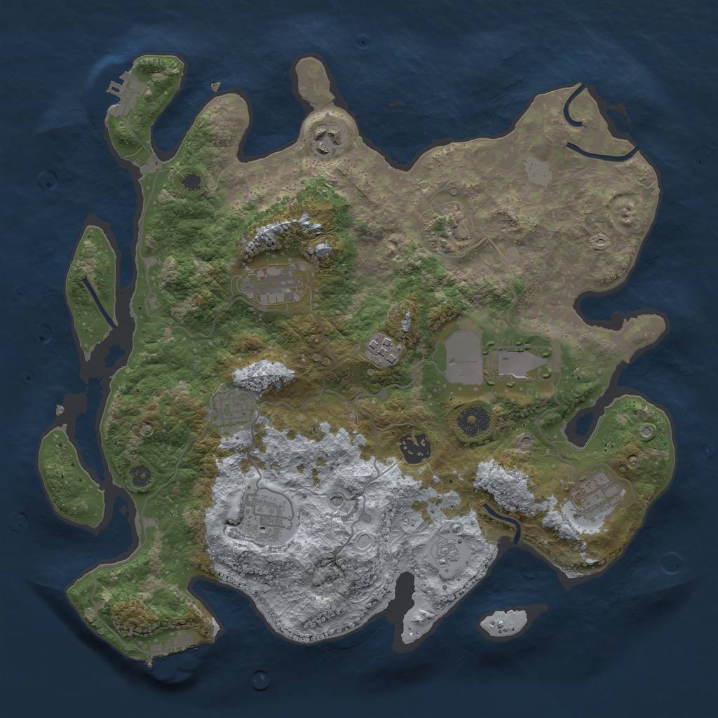 Rust Map: Procedural Map, Size: 3500, Seed: 1110898003, 16 Monuments