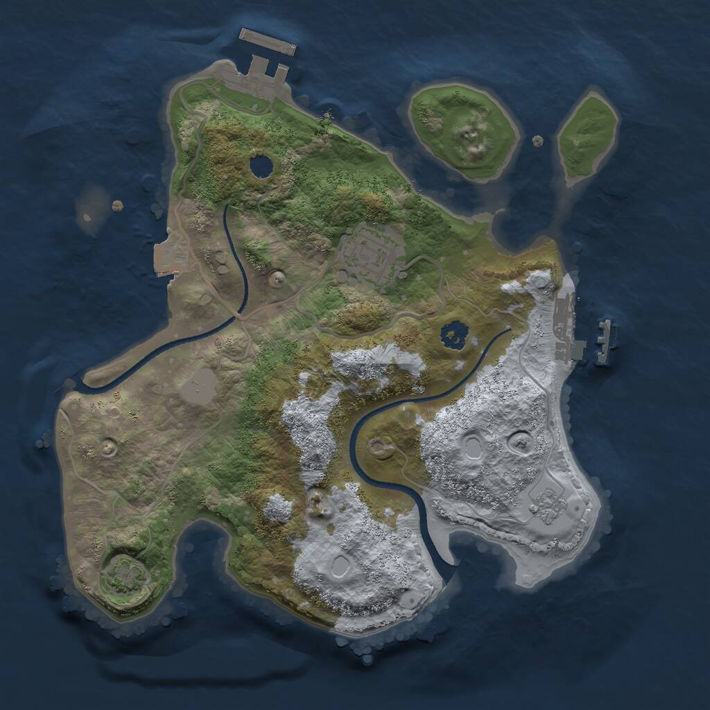 Rust Map: Procedural Map, Size: 2500, Seed: 54879, 6 Monuments