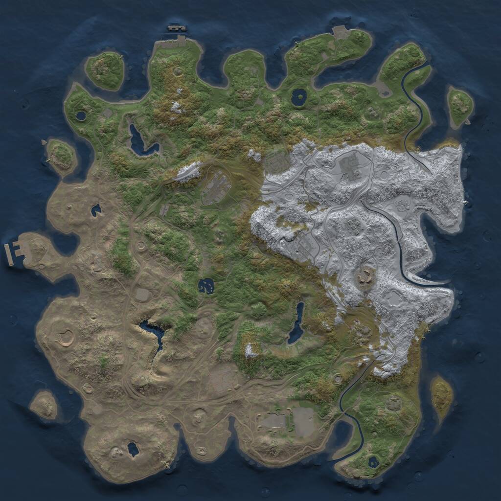 Rust Map: Procedural Map, Size: 4500, Seed: 292235501, 17 Monuments