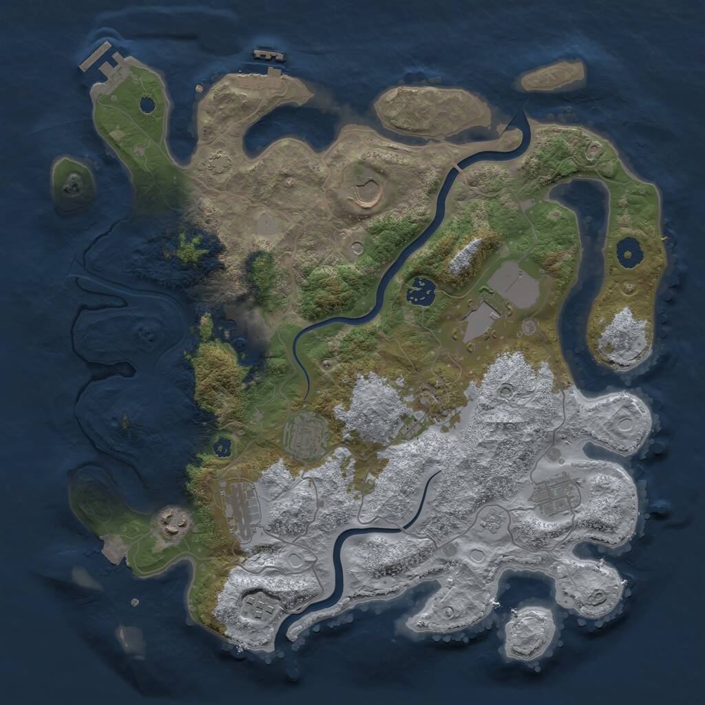 Rust Map: Procedural Map, Size: 3700, Seed: 504964530, 16 Monuments