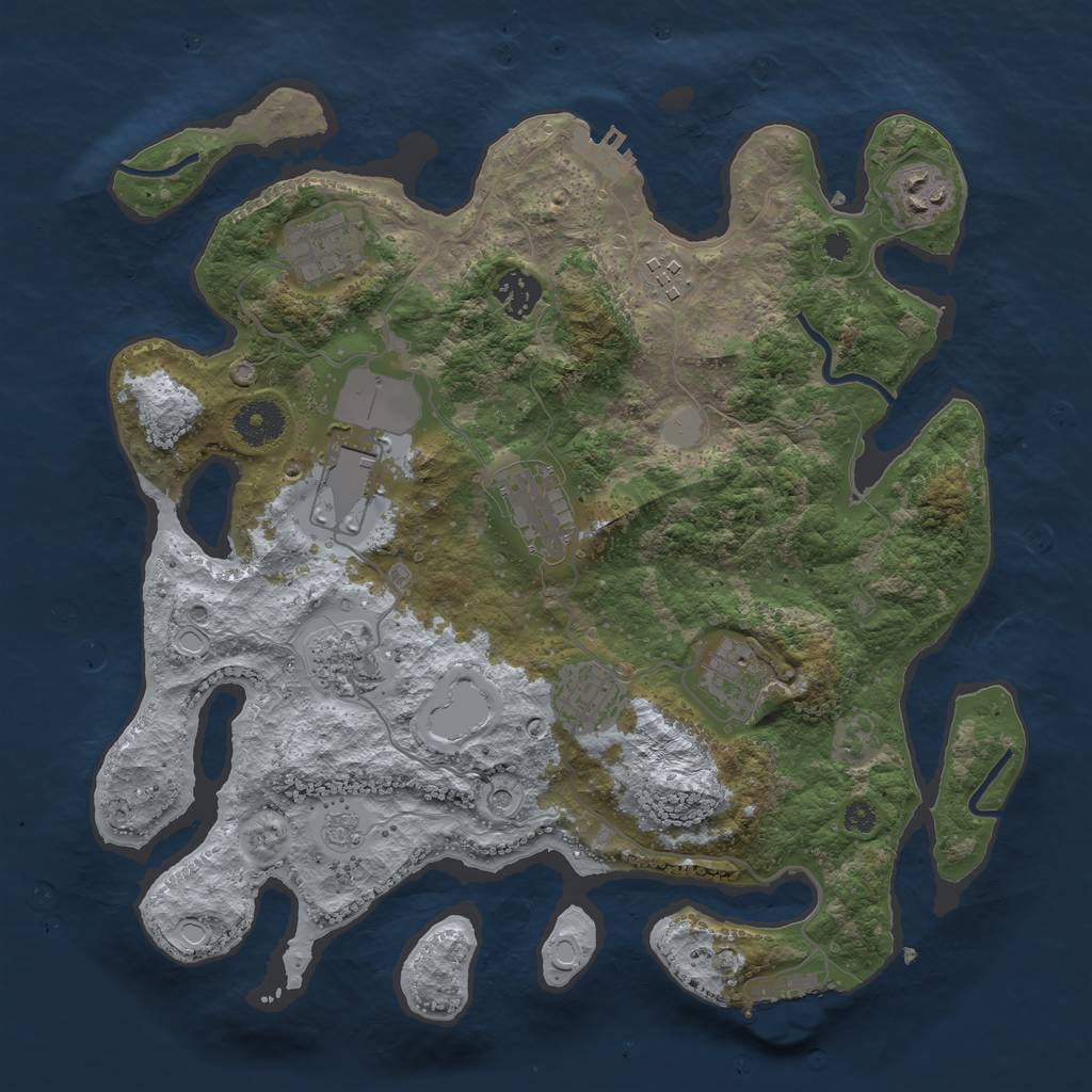 Rust Map: Procedural Map, Size: 3500, Seed: 98748, 18 Monuments