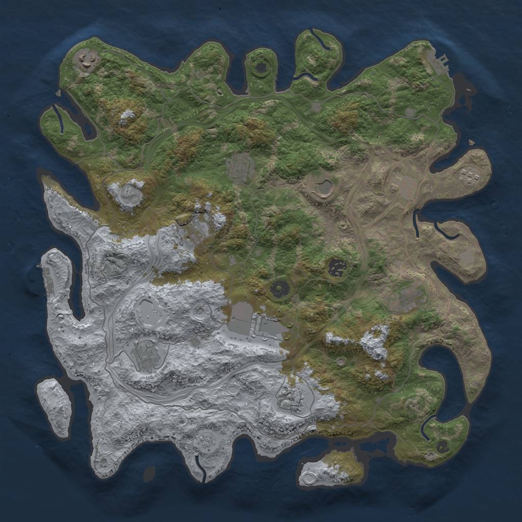 Rust Map: Procedural Map, Size: 4250, Seed: 799562975, 18 Monuments