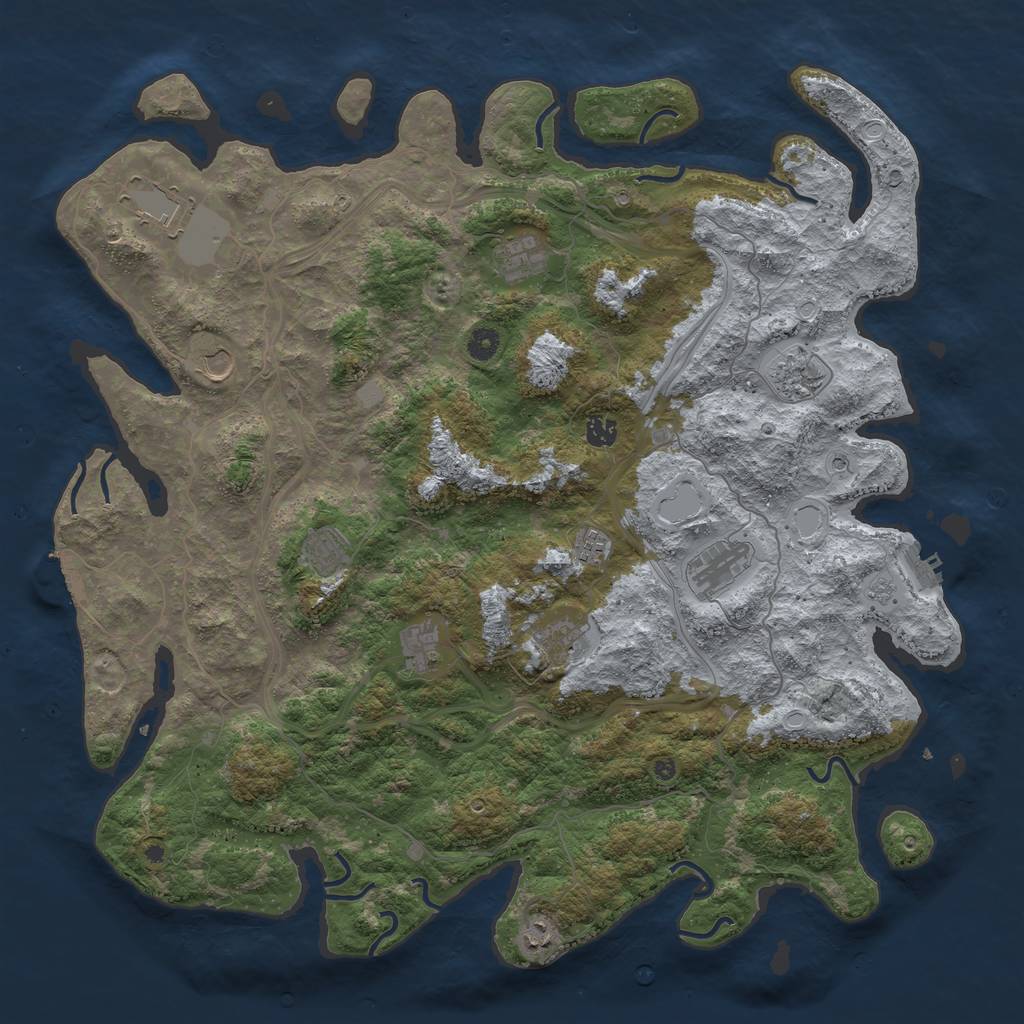 Rust Map: Procedural Map, Size: 4750, Seed: 1091563723, 20 Monuments