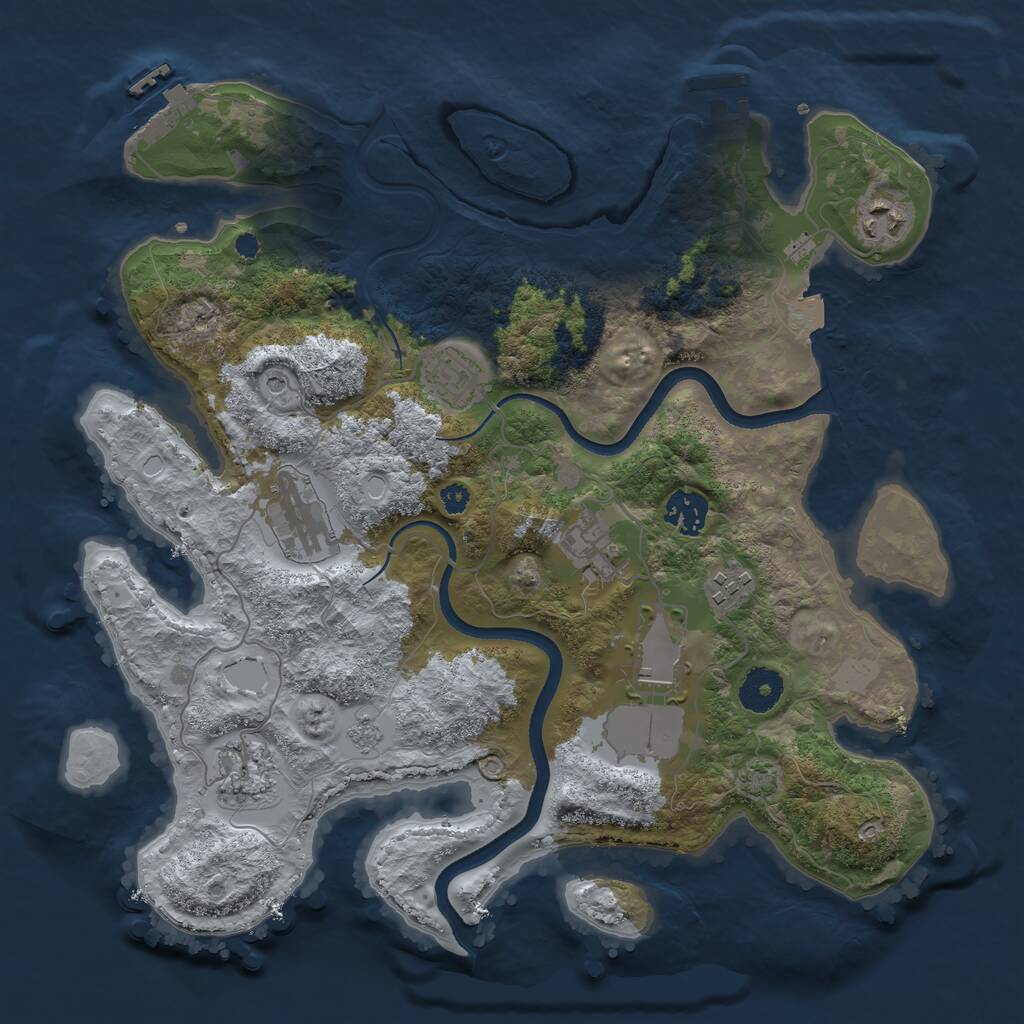 Rust Map: Procedural Map, Size: 3500, Seed: 1429053815, 14 Monuments