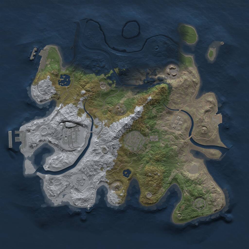 Rust Map: Procedural Map, Size: 3000, Seed: 115805893, 11 Monuments