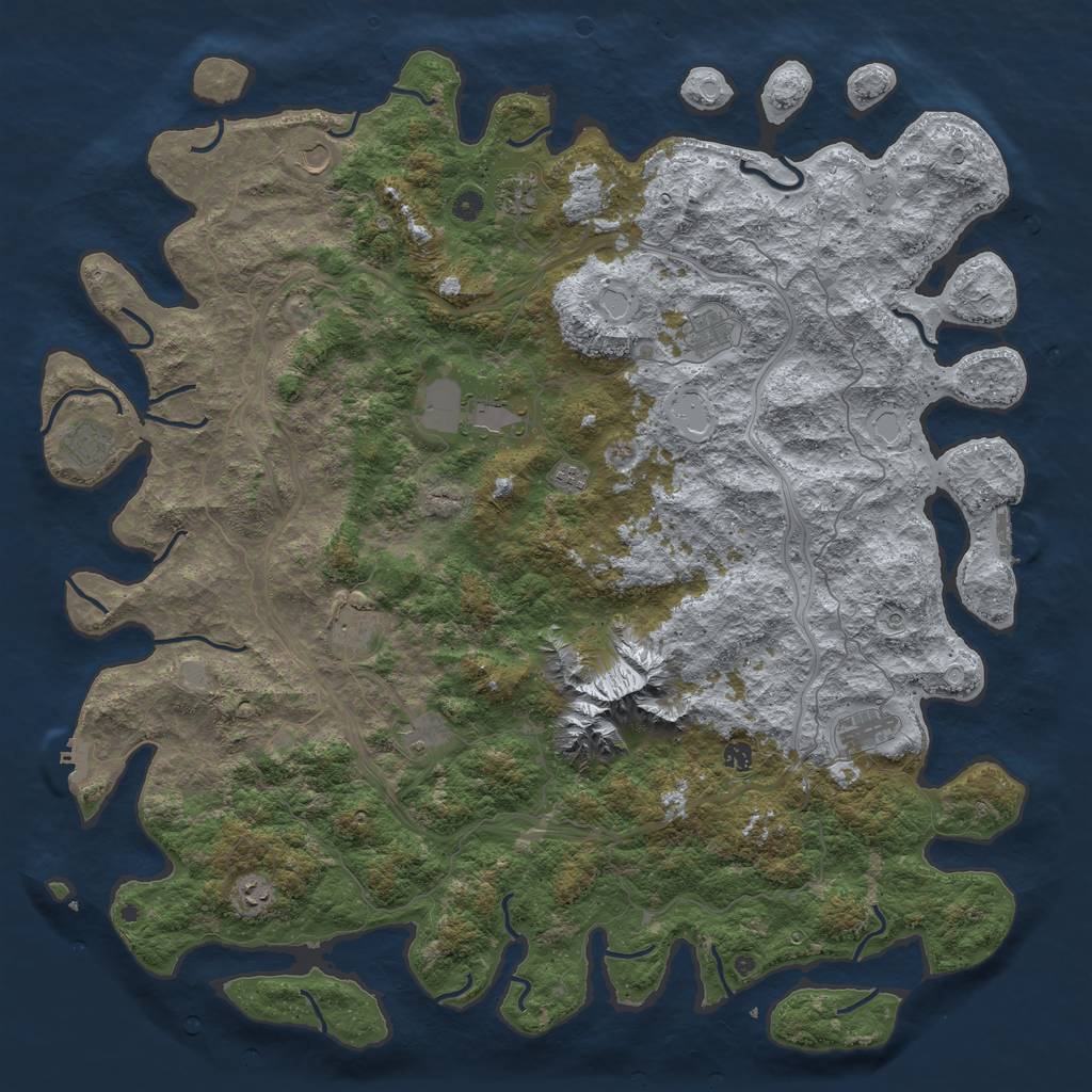 Rust Map: Procedural Map, Size: 5500, Seed: 2548611, 20 Monuments